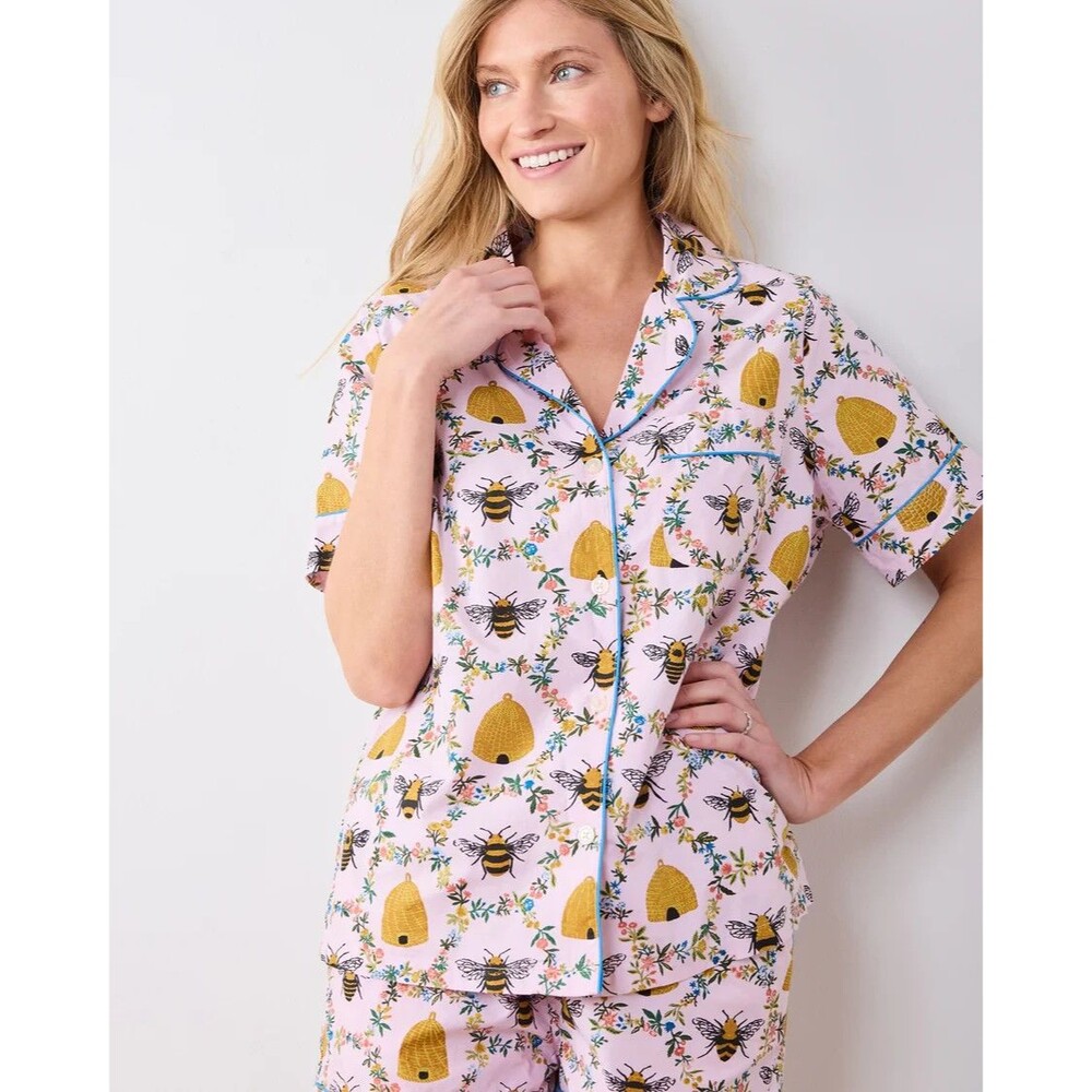 PRINT FRESH Pajamas Short Sleeve Sweet Bee Print Top Size XXL Organic Cotton